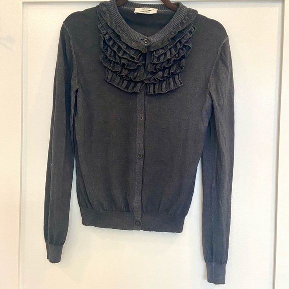 Prada Grey Ruffle Neck Cardigan - Picture 12 of 16